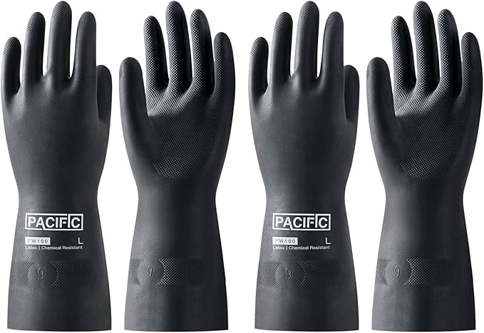 PACIFIC PPE 2 Pairs Chemical Resistant Gloves, Heavy Duty Industrial Rubber by PACIFICPPE