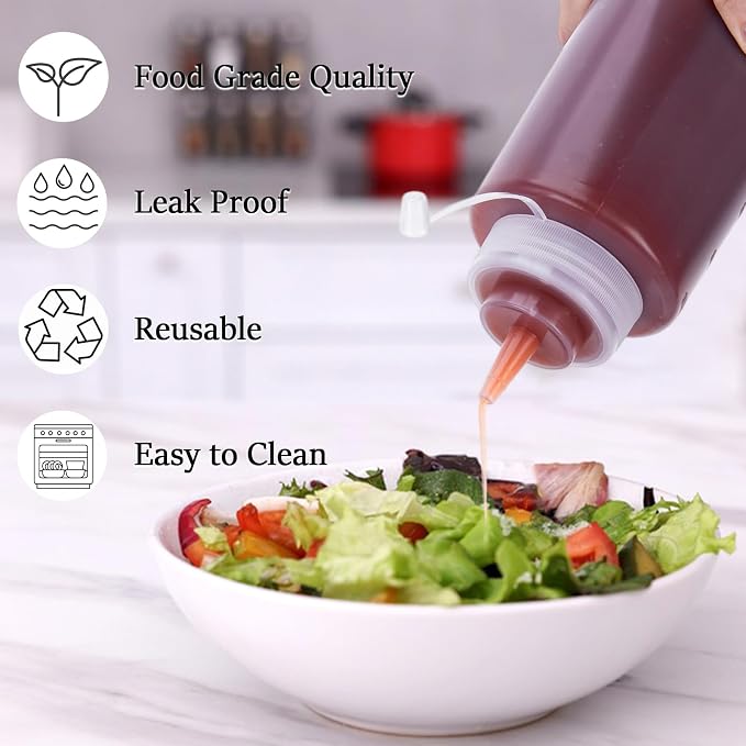 Condiment Squeeze Bottles Ketchup Dispenser, 6 Pack 32oz Squeeze Bottles - Image 4