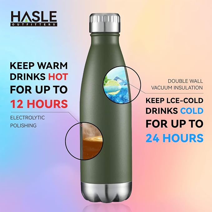 HASLE OUTFITTERS 17oz Stainless Steel Water Bottles, Vacuum Insulated Double - Image 4