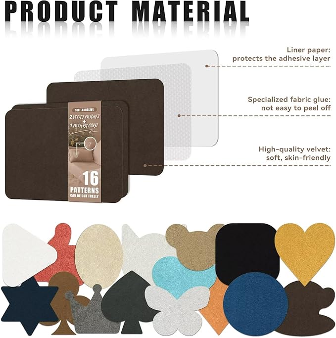 Azobur Fabric Couch Repair Patch 8.3 x 11 inches, Self-Adhesive Fabric Repair - Image 4