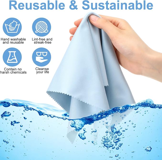 Frienda 12 Pack Large Microfiber Glass Cleaning Cloths 12 x 12 Inch Oversized - Image 3