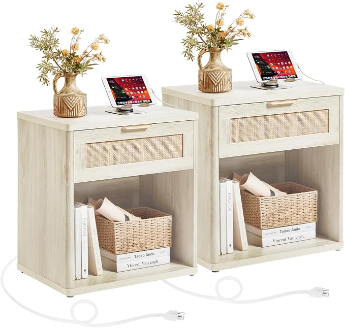 LEYAOYAO Rattan Nightstands Set of 2 by LEYAOYAO-Findtheshiningpointofyourideallife%EF%BC%81