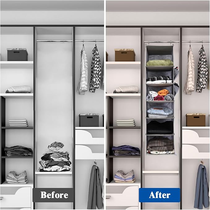 4-Shelf Hanging Closet Organizer and Storage, Collapsible Hanging Shelves - Image 5