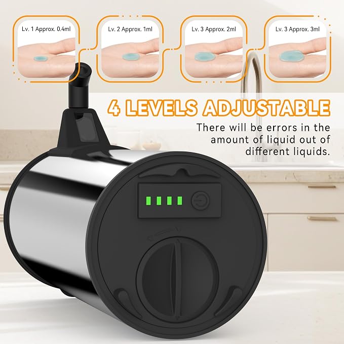 Automatic Soap Dispenser, Stainless Steel Material, Rechargeable Touchless Hand - Image 4