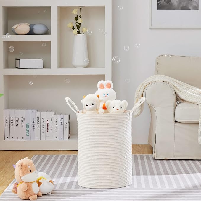 VIPOSCO Large Laundry Hamper, Tall Woven Rope Storage Basket - Image 2