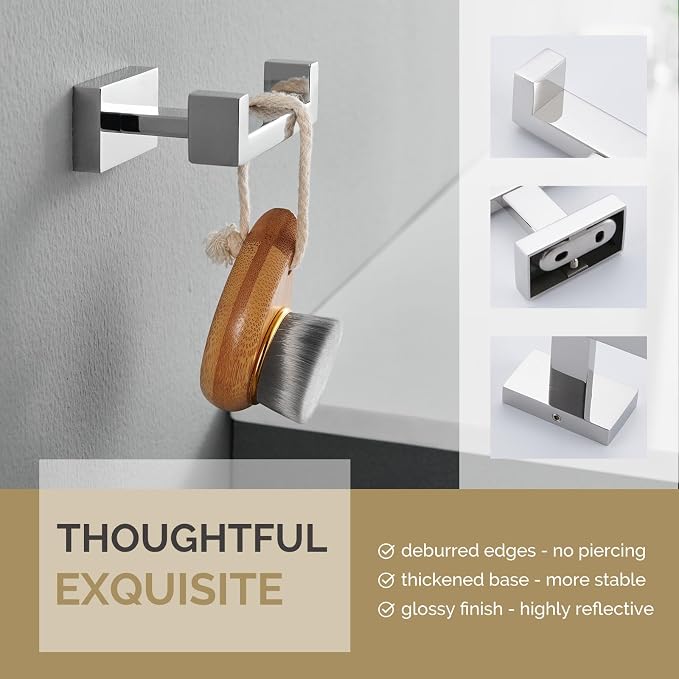 Angle Simple Bathroom Towel Hook, SUS 304 Stainless Steel Hand Towel Double Hook - Image 7