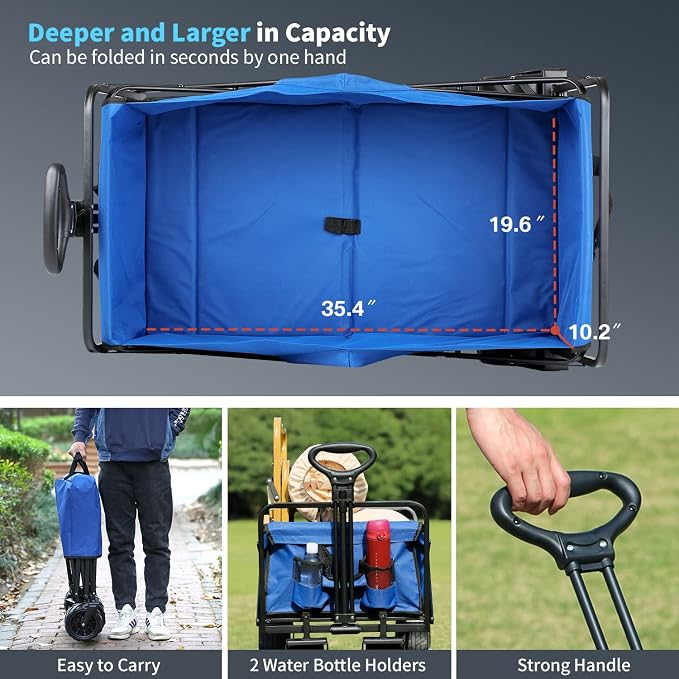 EchoSmile Heavy Duty 350 Lbs Capacity Collapsible Wagon, Outdoor Folding - Image 5