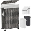 70L Slim Laundry Hamper with Lid & Wheels, Rolling Laundry Basket with 2 by Hiagnete
