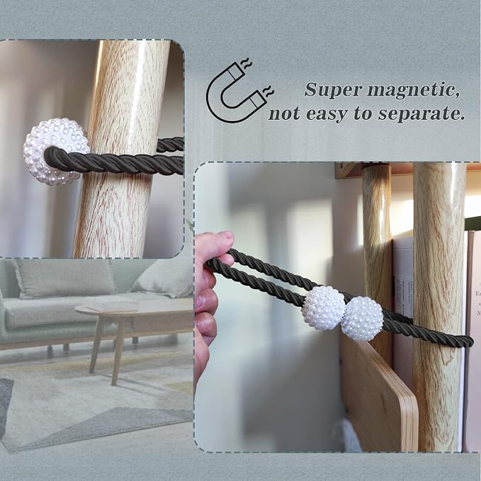 Hion Magnetic Curtain Tiebacks Gray Blue 2pcs, Curtain Tiebacks Buckles - Image 6