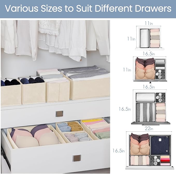Criusia Drawer Organizer Clothes, 16 Pack Underwear Drawer Organizers, Foldable - Image 6