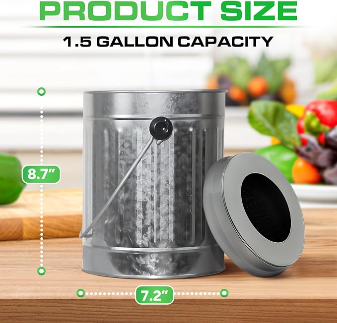 Plexon Countertop Compost Bin Kitchen Indoor, - Image 2