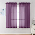 Chyhomenyc Plum Sheer Curtains 63 Inch Length 2 Panels, Rod Pocket Solid Window by Chyhomenyc