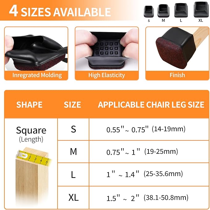 Ezprotekt 24 Pcs Square Chair Leg Floor Protectors - Image 2