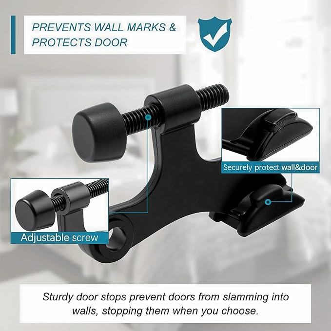 20 Pack Hinge Pin Black Door Stopper, Adjustable Heavy Duty Hinge Pin Door Stop - Image 4