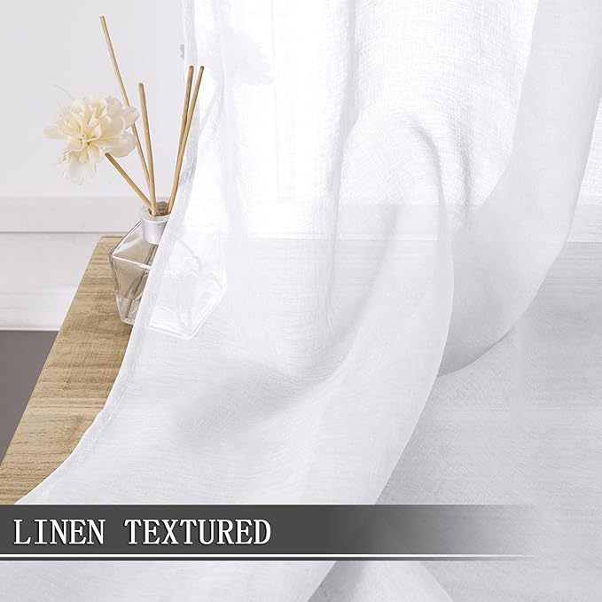 Tollpiz Sheer Tier Curtains Kitchen Linen Textured Half Curtain Sheers Light - Image 2