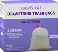 13 Gallon Drawstring Trash Bags, Lavender Scented 200 Count Tall Kichen Garbage by Emergiene