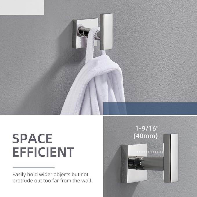 Angle Simple Towel Hook for Bathroom, SUS 304 Stainless Steel Robe Coat Hook - Image 4