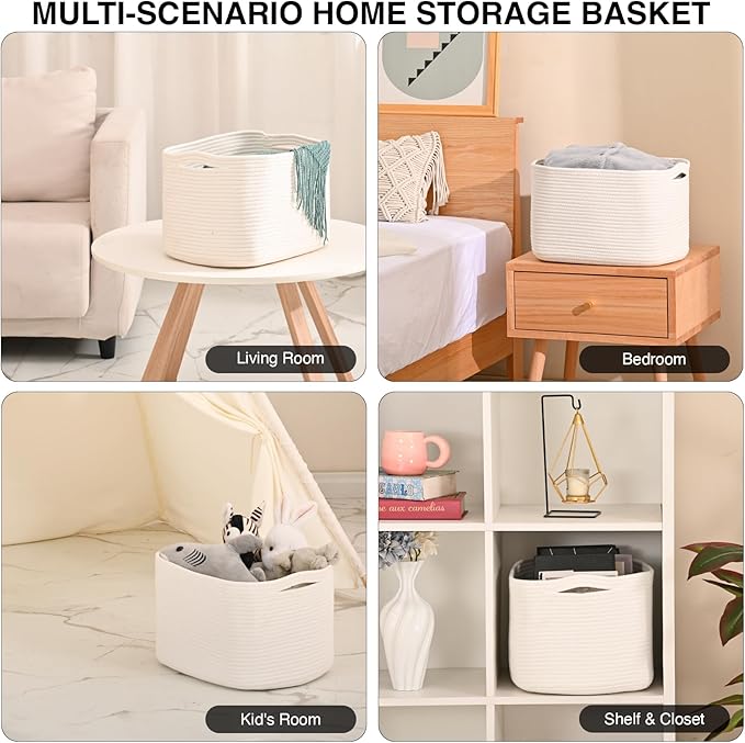 Woven Cotton Rope Storage Basket - Image 4