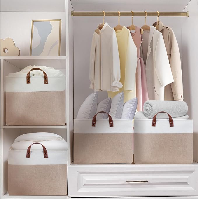 DULLEMELO Extra Large Baskets for Organizing, Foldable Blanket Basket Living - Image 6