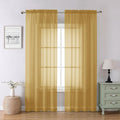 Chyhomenyc Gold Sheer Curtains 84 inches Long 2 Panels Set by Chyhomenyc