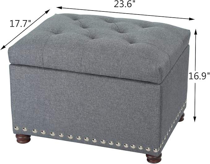 Joveco Storage Ottoman Bench Rectangular Fabric Organization Foot Rest - Image 3