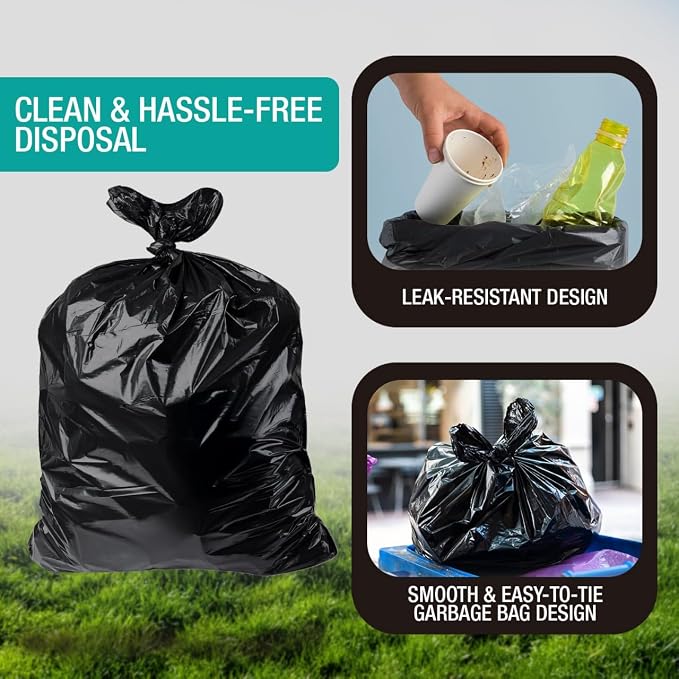 32-33 Gallon Black Trash Bags, Heavy-Duty | 32” x 38” | 250 Count Bulk Pack | - Image 3