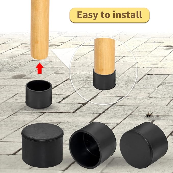 Flyshop 4 Pieces 45mm Rubber Chair Leg Caps Round, Protective Caps - Image 3