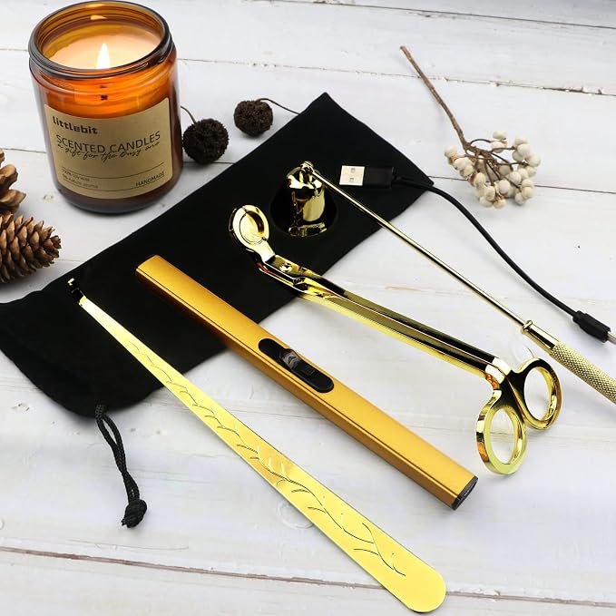 4 in 1 Candle Accessory Set, USB Rechargeable Lighter, Candle Wick Trimmer - Image 6