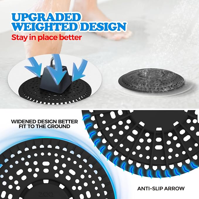 zaa Shower Drain Hair Catcher, Upgraded 2Pack Premium Silicone Drain Protector - Image 3