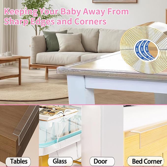 Clear Soft Corner Protectors for Furniture Strip, 1.6in x 13FT, Sharp Edge & - Image 6