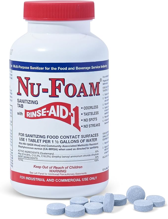 Nu-Foam Sanitizing Tablets for Bar Glassware – Superior Rinse Aid by Nu-Foam