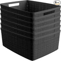Curver Set of 6 Jute Medium Decorative Plastic Organization and Storage Baskets by Curver