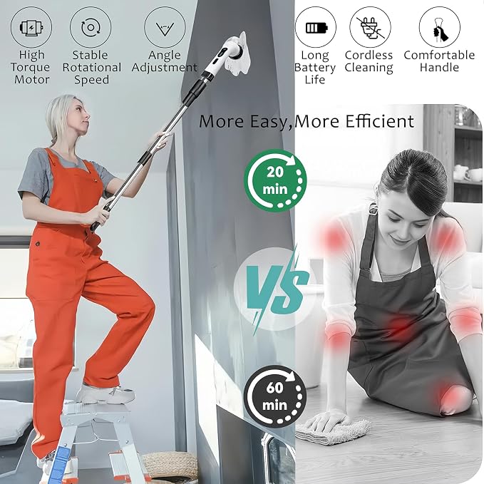 Electric Spin Scrubber, Cordless Cleaning Brush - Image 4