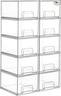 Vtopmart 10 Pack Clear Small Stackable Storage Drawers, Acrylic Bathroom Makeup by Vtopmart