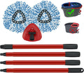 2 Pack Spin Mop Replacement Head, 1 Base, 4-Section Sturdy Iron Mop Handles by GFRED