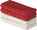 Artoid Mode Checkered Designed Cotton Beige Red Terry Kitchen Dish Towels by ArtoidMode