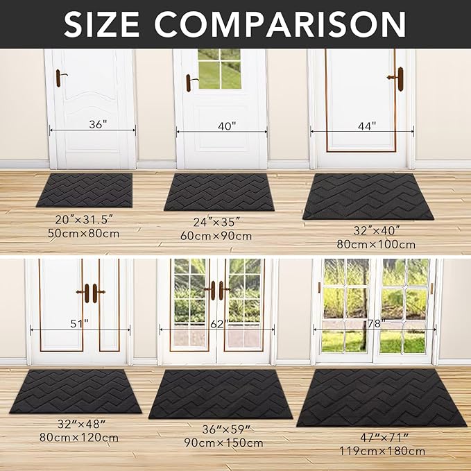 hicorfe Front Door Mat Indoor Entrance, Stain and Fade Resistant, Non Slip - Image 5