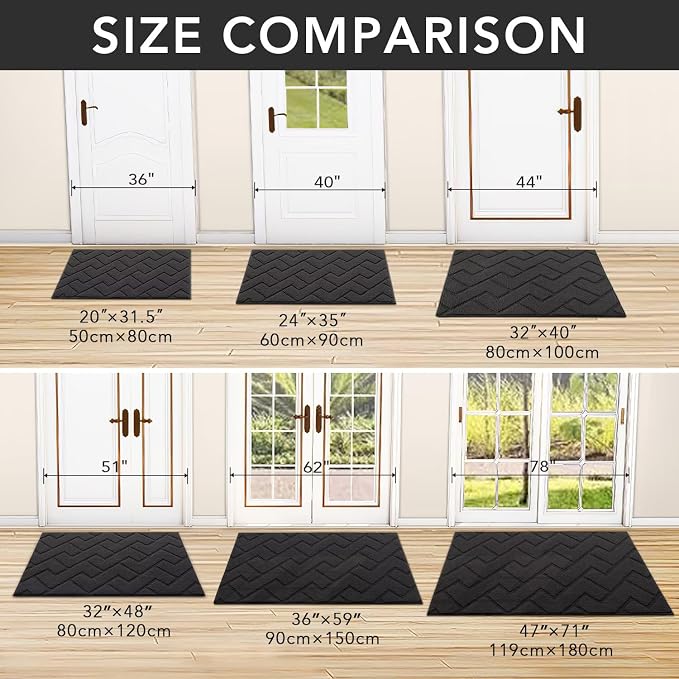hicorfe Front Door Mat Outside Entrance, Stain and Fade Resistant, Non Slip - Image 3