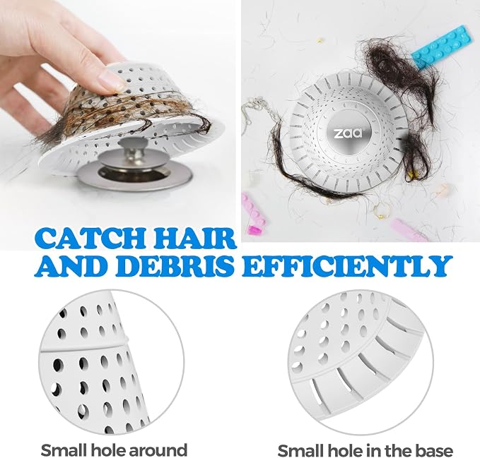 zaa Bathtub Drain Hair Catcher, Premium Silicone Collapsible 1 Pack Drain - Image 5