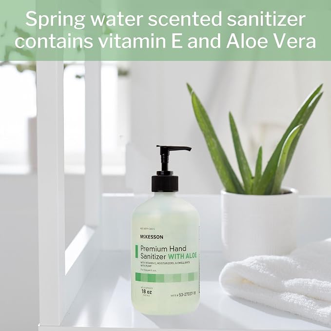 McKesson Hand Sanitizer with Aloe, 18 oz Pump Bottle – Bulk, 70% Ethyl Alcohol - Image 5