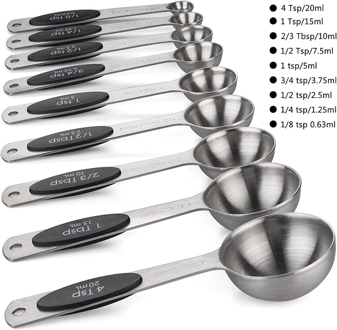 Magnetic Measuring Spoons Set of 9 Stainless Steel Stackable Measuring Spoons - Image 2