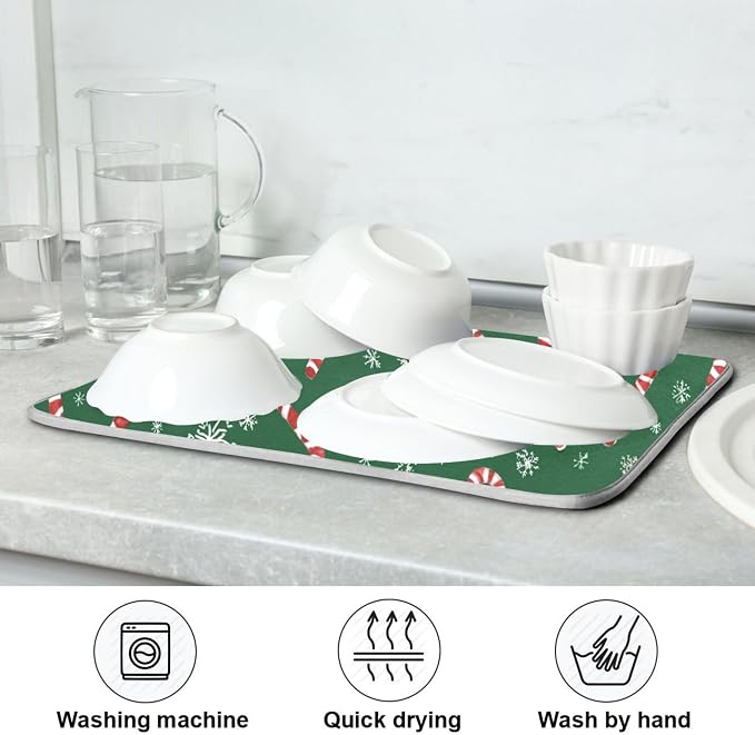 Christmas Candy Cane Dish Drying Mat - Image 7