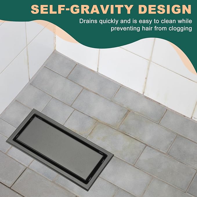 uxcell Rectangular Shower Drain, Brushed 304 Stainless Steel Odor-Proof Floor - Image 6