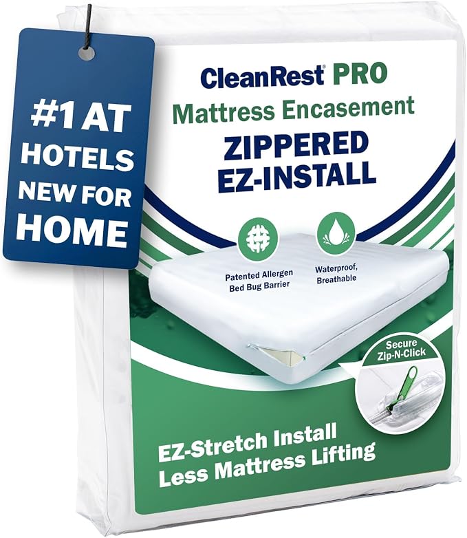 CleanRest Pro Mattress Protector Encasement, MicroPlush Fabric, Ultimate Sleep by CleanRest