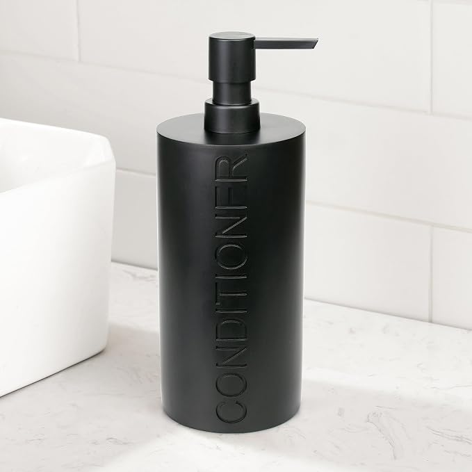 Matte Black Conditioner Dispenser Luxurious Refillable Pump Bottle - Image 5