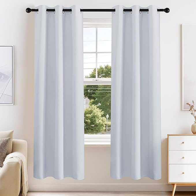 PONY DANCE Greyish White Blackout Curtains by PONYDANCE