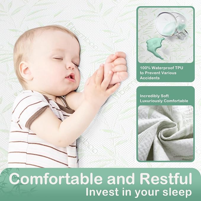 Queen Mattress Protector Waterproof Mattress Pad Washable Bamboo Rayon Mattress - Image 3