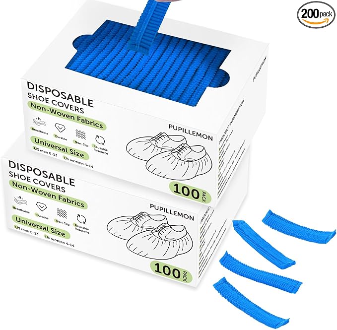 200Pcs Non-Woven Shoe Covers Disposable Non Slip by PUPILLEMONJEWELRY