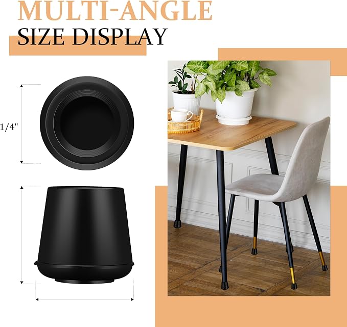 1/4" Round Rubber Furniture Leg Tips Caps, 8 Pack Black Extra Small Furniture - Image 2