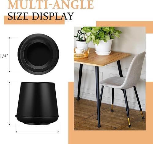1/4" Round Rubber Furniture Leg Tips Caps, 8 Pack Black Extra Small Furniture - Image 2